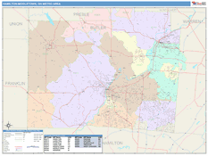 Hamilton-Middletown Metro Area Digital Map Color Cast Style